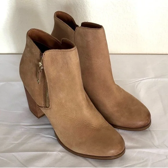 Aldo "Naedia" Leather Nubuck, Block Heel, Ankle Bootie, Tan, Size 10 EUC - Picture 4 of 6